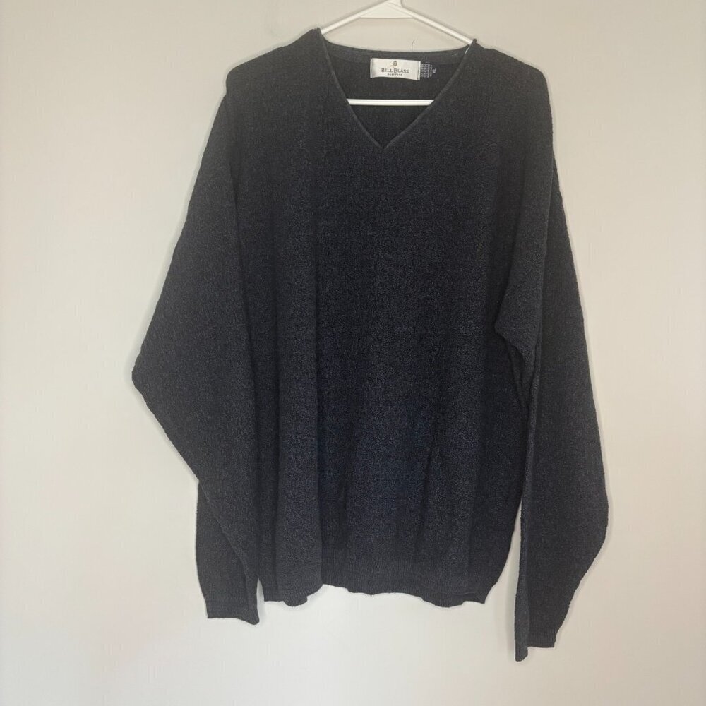 BILL BLASS Sz XL VNeck Blue Long Sleeve Sweater Workwear Casual Cashmere Blend